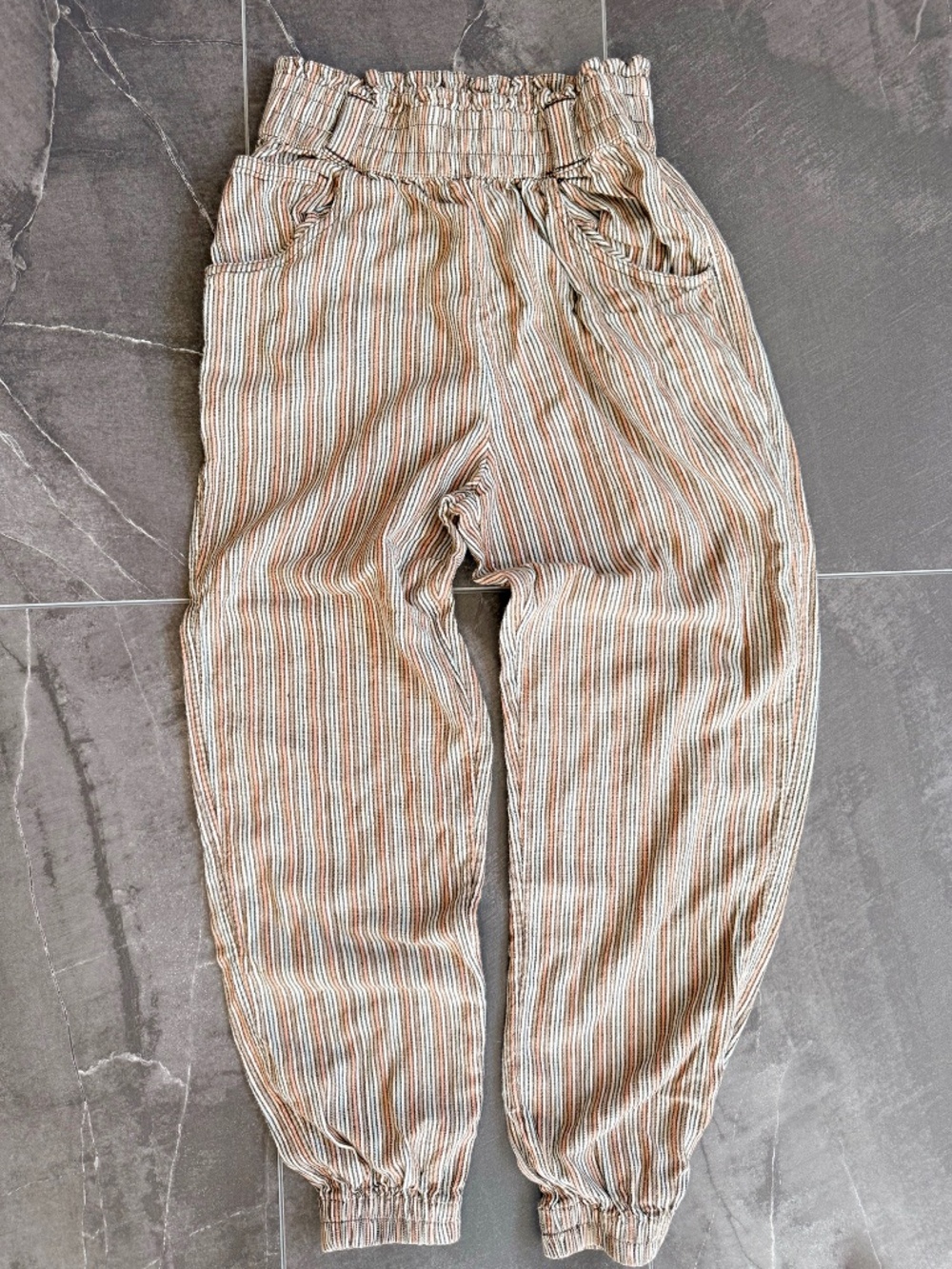 American Eagle Striped Balloon Jogger Pants High Rise Paperbag Waist XS
